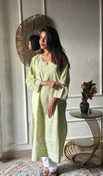 Load image into Gallery viewer, Women's Lakhnavi Handcrafted Cotton Chikankari Kurti - HONC0352380