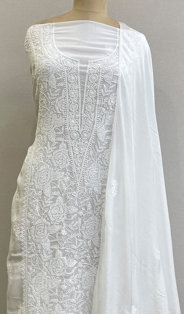 Women's Lakhnavi Handcrafted Muslin Chikankari Kurta And Dupatta Set -  HONC0202596