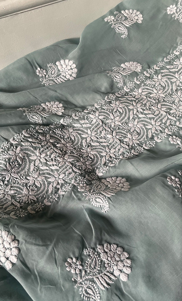 Women's Lakhnavi Handcrafted Cotton Chikankari Kurta And Kurta Dupatta Set - HONC0306647