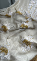 Load image into Gallery viewer, Women&#39;s Lakhnavi Handcrafted Mul Chanderi Unstitched Kurta And Dupatta Set - HONC0310889

