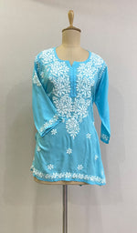 Load image into Gallery viewer, Women&#39;s Lakhnavi Handcrafted Modal Cotton Chikankari Top - HONC0167491
