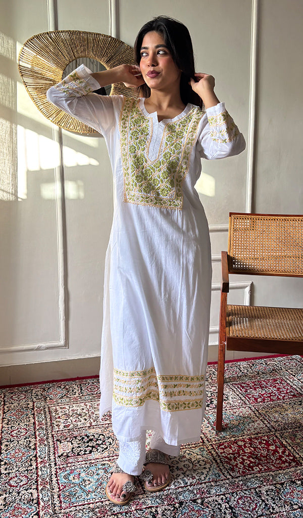Huma Women's Lucknowi Handcrafted Cotton Chikankari Kurti - HONC0160413