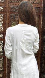 Load image into Gallery viewer, Hinaya Women&#39;s Lakhnavi Handcrafted Rayon Chikankari Kurti - HONC0153613
