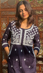Load image into Gallery viewer, Women&#39;s Lakhnavi Handcrafted Cotton Chikankari Kurti - HONC0268668
