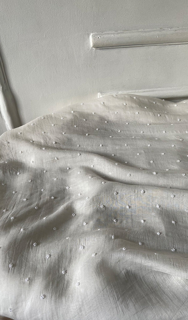 Women's Lakhnavi Handcrafted Mul Chanderi Unstitched Kurta And Dupatta Set - HONC0342904