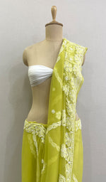 Load image into Gallery viewer, Women&#39;s Lucknowi Handcrafted Faux-Georgette Chikankari Saree  - HONC0178240
