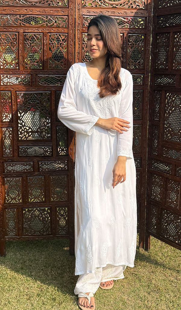 Ishanya Women's Lucknowi Handcrafted Cotton Chikankari Kurti - HONC02258600