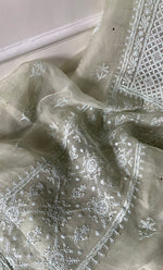 Load image into Gallery viewer, Women&#39;s Lakhnavi Handcrafted Pure Organza Chikankari Unstitched Kurta And Dupatta Set- HONC0266928
