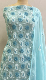 Load image into Gallery viewer, Women&#39;s Lucknowi Handcrafted Faux-Georgette Chikankari Suit Material - HONC0194847
