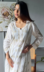 将图像加载到图库查看器中， Women&#39;s Lucknowi Handcrafted Cotton Chikankari Kurti - HONC0271344
