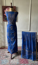 Load image into Gallery viewer, Women's Lucknowi Handcrafted Chanderi Silk Unstitched Chikankari Full Suit Material - HONC0351090