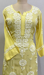 Load image into Gallery viewer, Asma Women&#39;s Lucknowi Handcrafted Crepe Chikankari Kurti- HONC0168776
