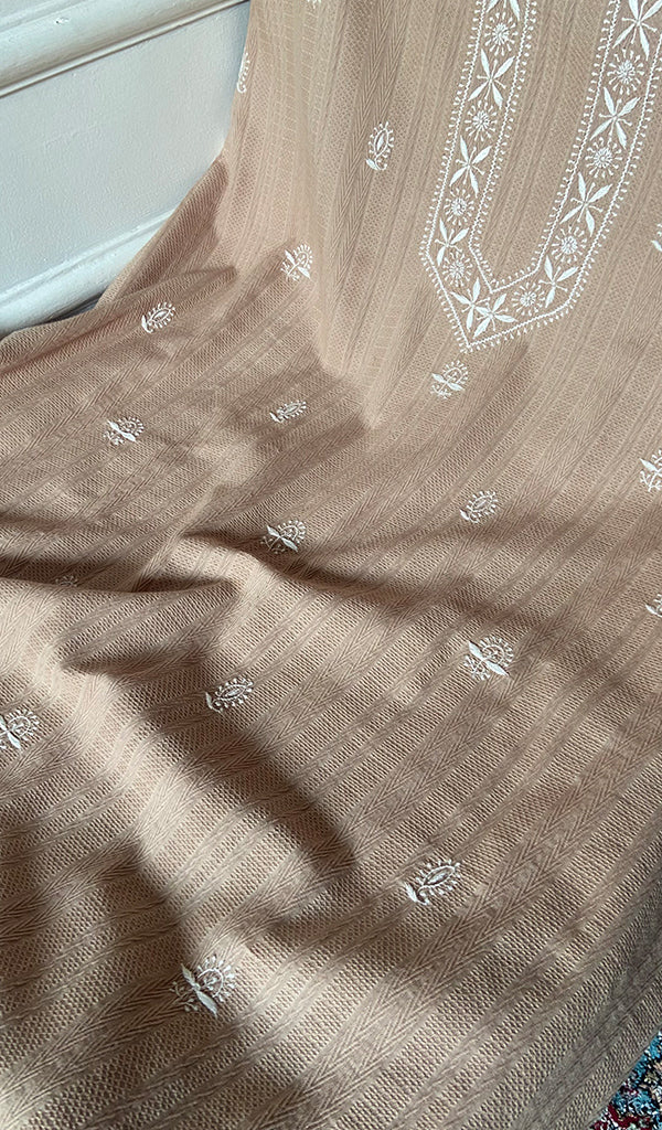 Aarya Lucknowi Handcrafted Cotton  Unstitched Chikankari Unstitched Unisex Kurta Fabric - HONC0646463