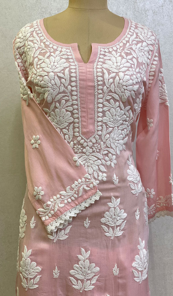 Women's Lakhnavi Handcrafted Modal Cotton Chikankari Kurta And Gharara Set - HONC0148153