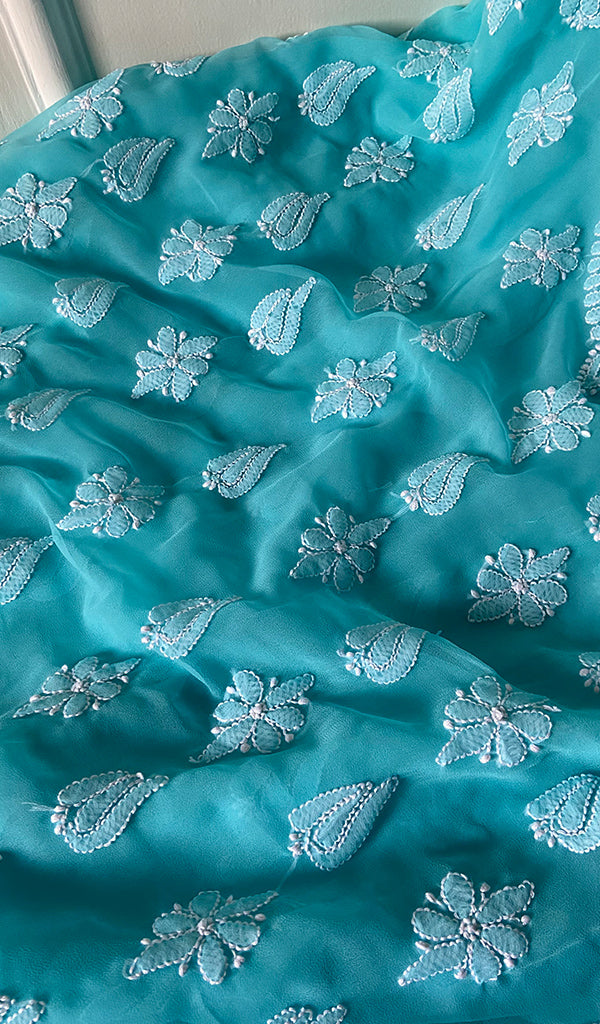 Women's Lucknowi Handcrafted Faux-Georgette Chikankari Suit Material - HONC0263007