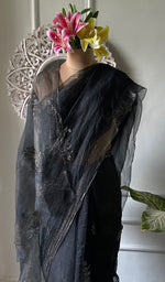 Load image into Gallery viewer, Women's Lucknowi Handcrafted Pure Organza Silk Chikankari Saree - HONC0286698