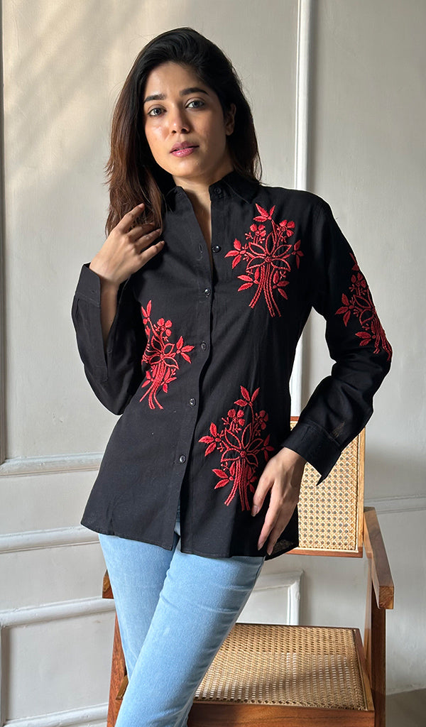 Vaani Women's Lucknowi Handcrafted Slub Cotton Chikankari Top - HONC0299204