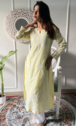 将图像加载到图库查看器中， Women's Lucknowi Handcrafted Cotton Chikankari Kurti - HONC0330718