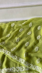 将图像加载到图库查看器中， Women's Lucknowi Handcrafted Faux-Georgette Unstitched Chikankari Suit Material - HONC0347506