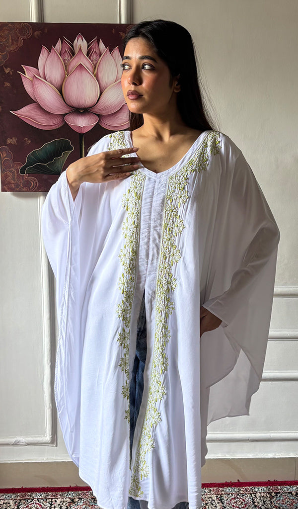 Women's Lucknowi Handcrafted Cotton Chikankari Kaftan - HONC0352334