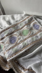 Load image into Gallery viewer, Women's Lucknowi Handcrafted Viscose Georgette Unstitched Chikankari Kurta and Dupatta Set- HONC0329579