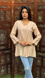 Load image into Gallery viewer, Daisha Women&#39;s Lucknowi Handcrafted Muslin Chikankari Top - HONC0242975
