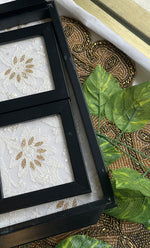 Load image into Gallery viewer, Handcrafted Chikankari Tray with Two Coasters – Wooden Frame - HONC0269377
