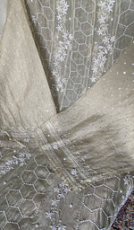 Load image into Gallery viewer, Women's Lucknowi Handcrafted Pure Organza Silk Chikankari Semi - stitched Anarkali Dupatta Set- HONC0362220