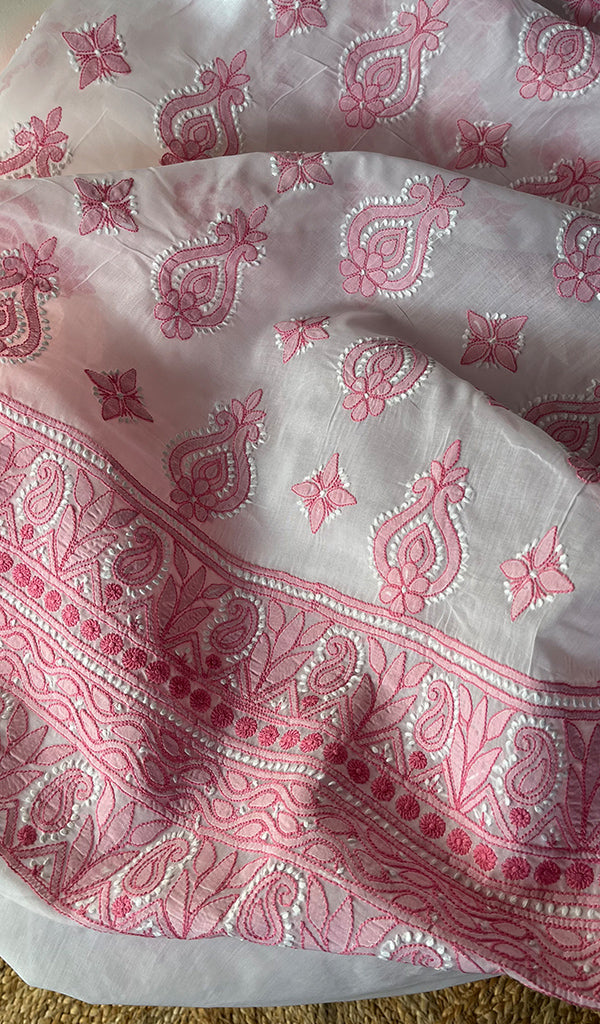 Women's Lakhnavi Handcrafted Cotton Chikankari Suit Material - HONC0291827