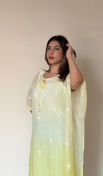 Women's Lucknowi Handcrafted Mul chanderi Chikankari Kaftan - HONC0390107