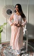Savya Women's Lucknowi Handcrafted Cotton Chikankari Kurti - HONC0330699