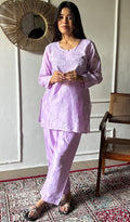 Riddhi Women's Lakhnavi Handcrafted Chanderi Silk Chikankari Top And Pant Set - HONC03607280