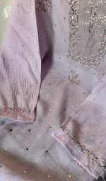 Load image into Gallery viewer, Women&#39;s Lakhnavi Handcrafted Mul Chanderi Chikankari Semi - Stitched Kurti Fabric - HONC0267554
