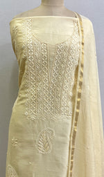Load image into Gallery viewer, Women&#39;s Lakhnavi Handcrafted Chanderi Silk Chikankari Full Suit Material - HONC0170789
