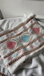 Load image into Gallery viewer, Women's Lucknowi Handcrafted Viscose Georgette Unstitched Chikankari Kurta and Dupatta Set- HONC0329582