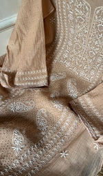 将图像加载到图库查看器中， Women's Lakhnavi Handcrafted Mul Chanderi Semi - Stitched Kurta And Dupatta Set - HONC0293272