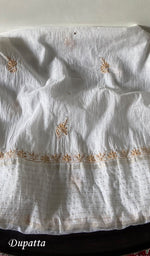 Load image into Gallery viewer, Haviya Women's Lakhnavi Handcrafted Mul Chanderi Semi - Stitchd Kurta And Dupatta Set - HONC0322139