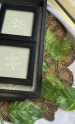 Load image into Gallery viewer, Handcrafted Chikankari Tray with Two Coasters – Wooden Frame - HONC0247267
