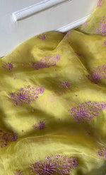 将图像加载到图库查看器中， Gulaab Women's Lakhnavi Handcrafted Pure Organza Chikankari Unstitched Kurta And Dupatta Set- HONC0311853