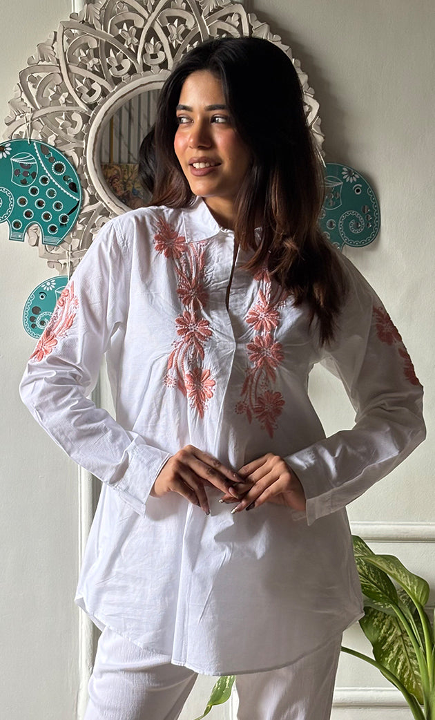 Women's Lakhnavi Handcrafted Modal Cotton Chikankari Top - HONC0313721