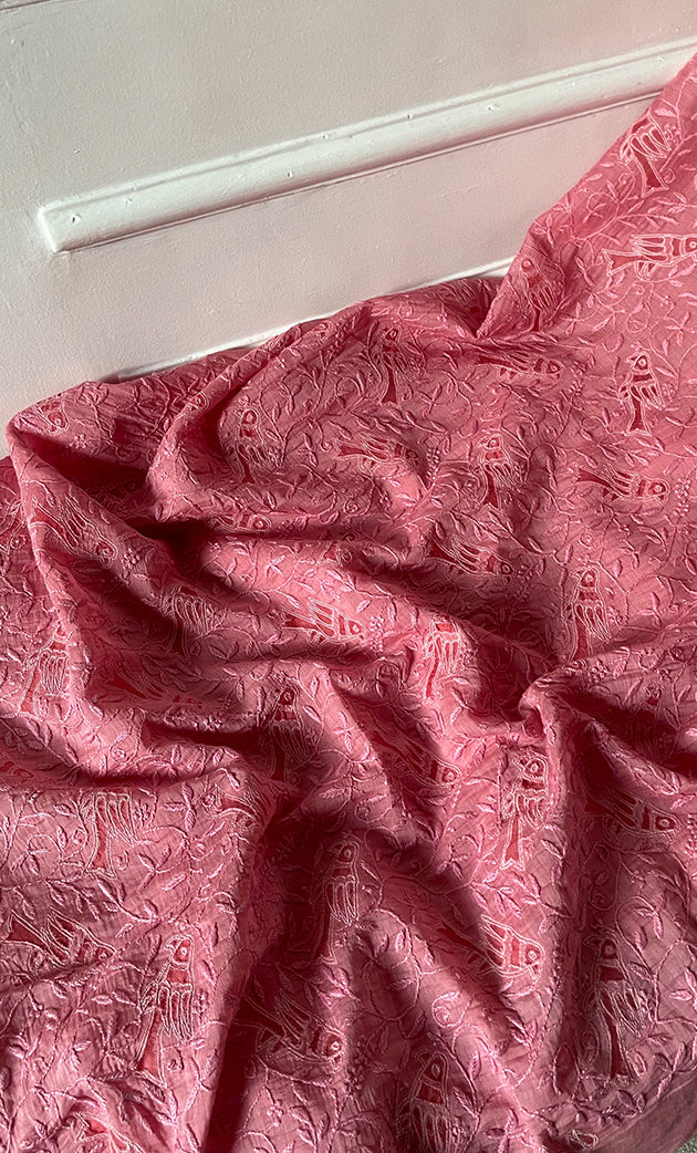 Women's Lakhnavi Handcrafted Unstitched Mul Chanderi Kurta And Dupatta Set - HONC0312996