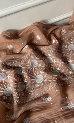 Load image into Gallery viewer, Women's Lakhnavi Handcrafted Mul Chanderi Semi - Stitched Anarkali And Dupatta Set - HONC0330160