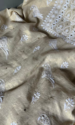 Load image into Gallery viewer, Women&#39;s Lakhnavi Handcrafted Tissue Chanderi Unstitched Kurta And Dupatta Set - HONC0306996
