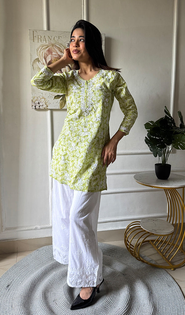ilma Women's Lakhnavi Handcrafted Cotton Chikankari Top - HONC0346959