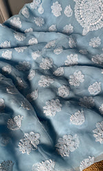 将图像加载到图库查看器中， Women&#39;s Lakhnavi Handcrafted Unstitched Faux-Georgette Chikankari Suit Material - HONC0263066
