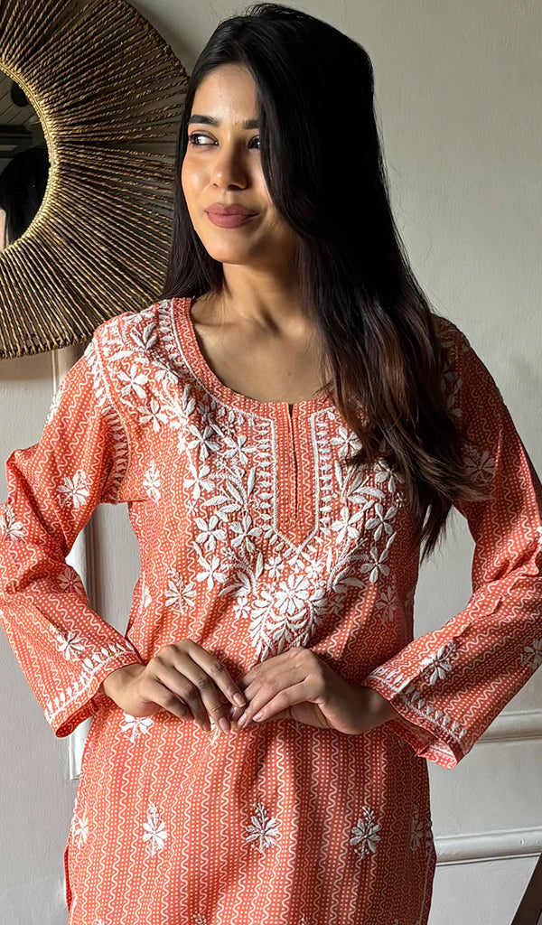 Women's Lakhnavi Handcrafted Cotton Chikankari Top - HONC0350779