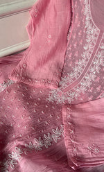 Load image into Gallery viewer, Saziya Women's Lakhnavi Handcrafted Mul Chanderi Semi - Stitched Kurta And Dupatta Set - HONC0324282
