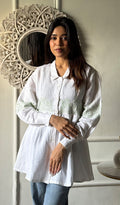 Mahika Women's Lucknowi Handcrafted Slub Cotton Chikankari Shirt - HONC0344220