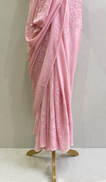 Load image into Gallery viewer, Women&#39;s Lakhnavi Handcrafted Viscose Georgette Chikankari Saree - HONC0176272
