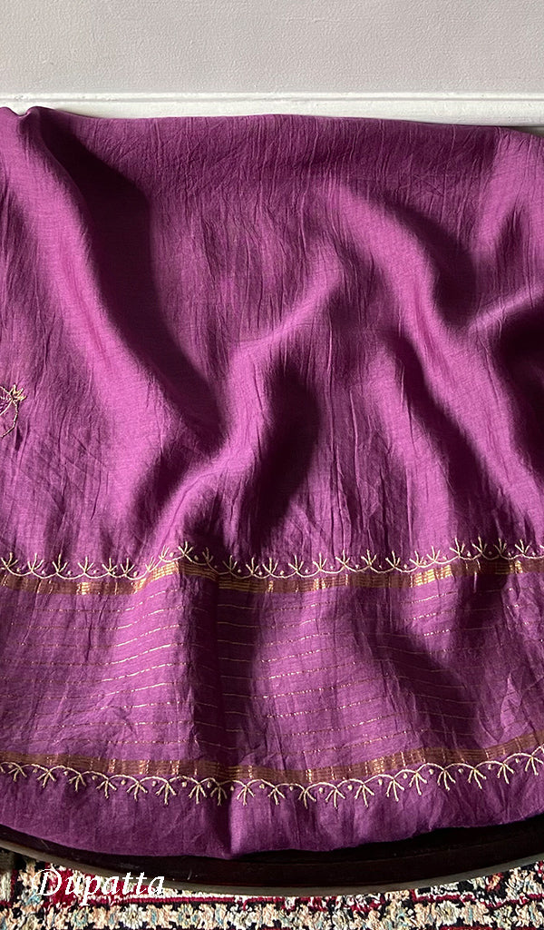 Women's Lakhnavi Handcrafted Chanderi Silk Unstitched Chikankari Full Suit - HONC0345261